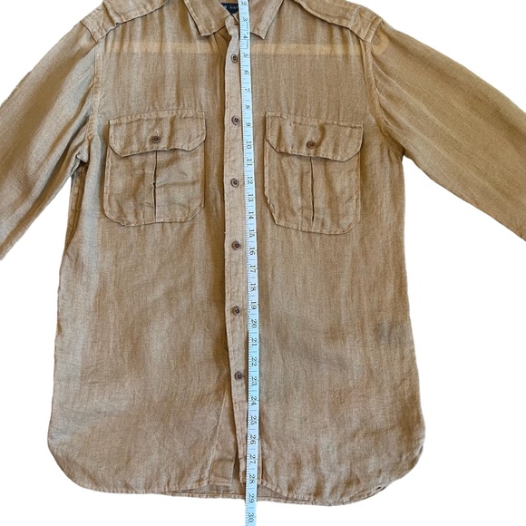 Ralph Lauren 100% Linen Tan Long Sleeve Button Down Women's Shirt Size 6 - Picture 5 of 7